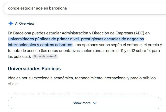 AI Overview en los resultados de búsqueda (SERP) de Google