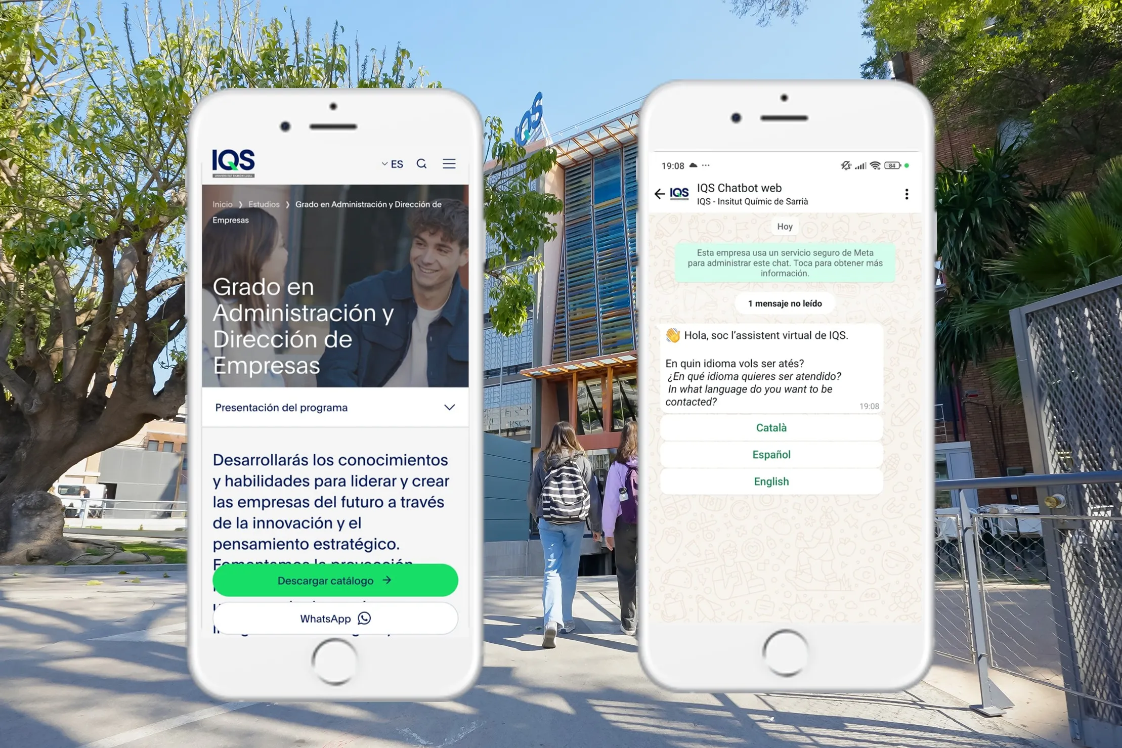 IQS — chatbot de WhatsApp gestionando un lead entrante